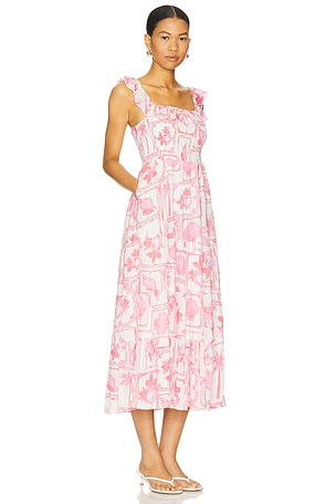 MINKPINK Bria Frill Midi Dress in Pink