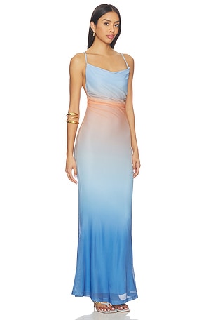 MINKPINK Solstice Ombre Mesh Maxi Dress in Blue