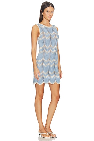 MINKPINK Solange Knit Mini Dress in Baby Blue