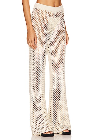 MINKPINK Balmy Crochet Knit Pants in Cream