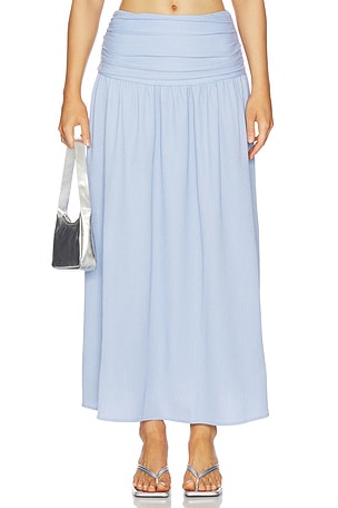 MINKPINK Luna Yoke Detail Maxi Skirt in Baby Blue