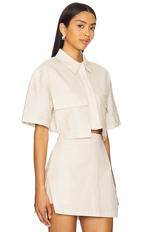 MINKPINK Bonnie Pocket Crop Shirt in Beige