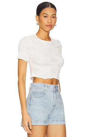 MINKPINK Bowie Pointelle Knit Tee in White