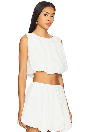 MINKPINK Alexa Bubble Crop Top in White