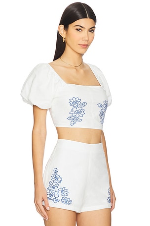 MINKPINK Sonnet Embroidered Top in White