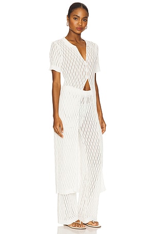 MINKPINK Kirra Pointelle Knit Top in Ivory