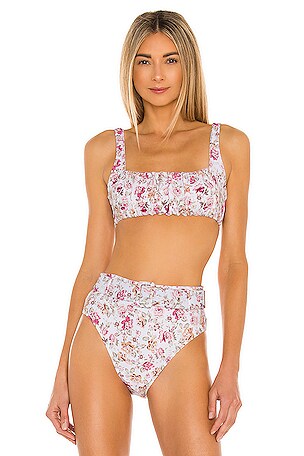 MINKPINK Cecile Ruched Crop Bikini Top in Multi REVOLVE