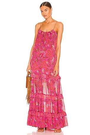 chinese dress ladies Magdalena Light Grey Crystal Embellished Maxi Dress, L / Grey main image 1