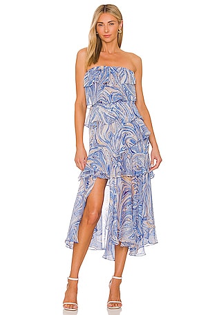 blue swirl dress Naomi Short Jersey Dress-Blue, Abstract Swirl