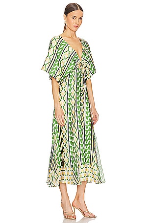 MISA Los Angeles Irena Dress in Green,Orange