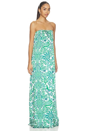 MISA Los Angeles Divina Dress in White,Green