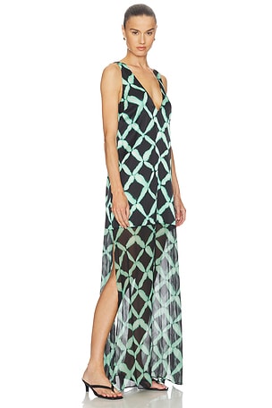 MISA Los Angeles Nina Dress in Green,Black