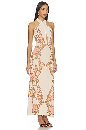 MISA Los Angeles Lizbeth Dress in Brown,Pink