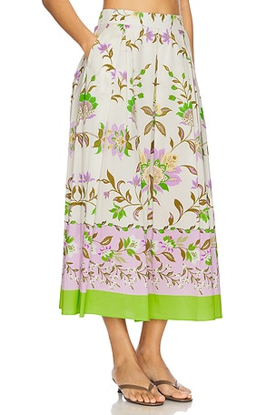 MISA Los Angeles Aggie Skirt in White,Purple
