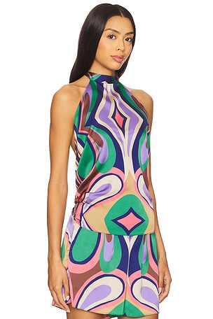 MISA Los Angeles Ora Top in Green,Pink