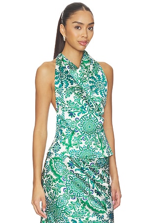 MISA Los Angeles Fern Top in White,Green