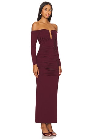 MISHA x REVOLVE Raelynn Slinky Midi Dress in Burgundy