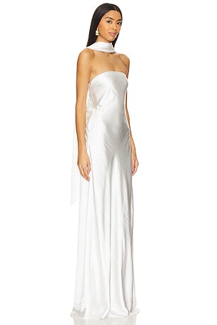 MISHA Lilia Sash Neck Maxi Dress in Ivory
