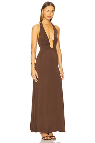 MISHA Jennifer Maxi Dress in Brown