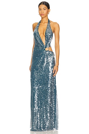 MISHA The Devon Sequin Dress in Green