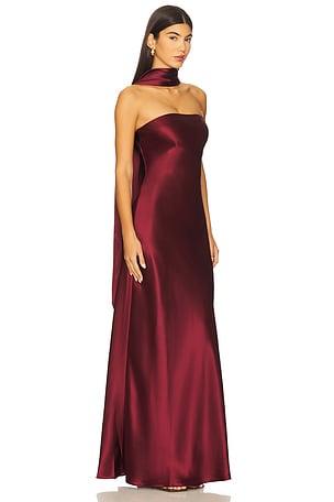 MISHA The Lilia Satin Dress in Wine