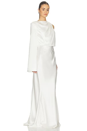MISHA The Mantello Satin Dress in Ivory
