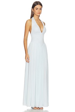 MISHA The Opelia Jersey Maxi Dress in Baby Blue