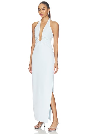 MISHA The Lusi Crepe Maxi Dress in Baby Blue