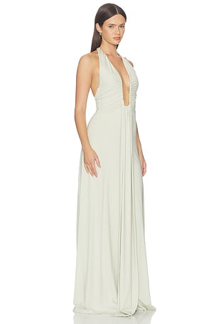 Misha vestido de cupro the jennifer en color verde