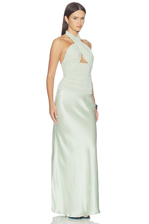 MISHA The Nyx Contrast Dress in Green