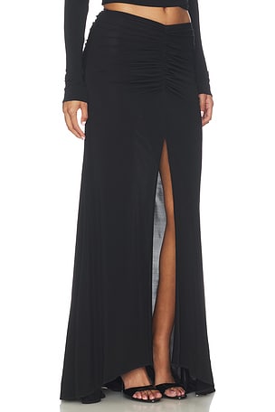MISHA The Jersey Gathered Skirt in Black. Size XXS. Also
