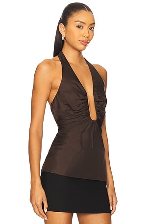 MISHA The Alusia Silk Top in Chocolate