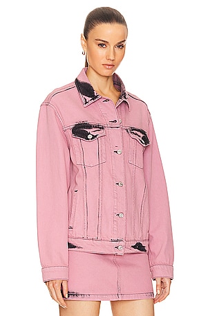 Moschino Jeans Overdyed Denim Jacket in Pink