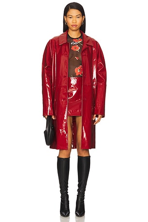 Leather Long Overcoat Moschino Jeans