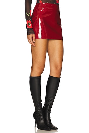 Moschino Jeans Leather Mini Skirt in Red