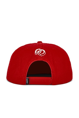 Market Lasso Lockup 5 Panel Hat in Red