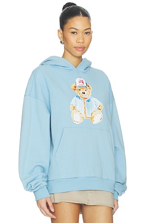 Market Watercolor Teddy Hoodie in Blue