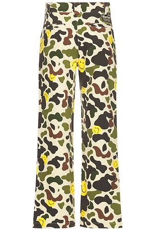 Market Smiley Camo Cargo Pants in Green