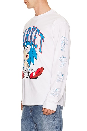 Market x Sonic Run Long Sleeve T-Shirt in White. Size S. Also