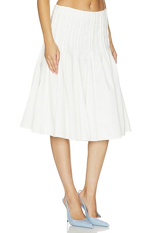 Markgong Pleated Midi Skirt in White