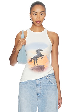 Horse Retro Print Tank Top Markgong