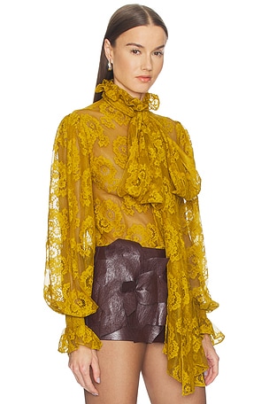 Markgong GatheRouge Lace Blouse en Moutarde