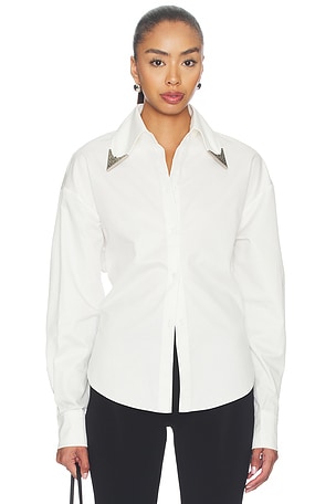 Tie-back Shirt With Metallic Pointed Collar Markgong