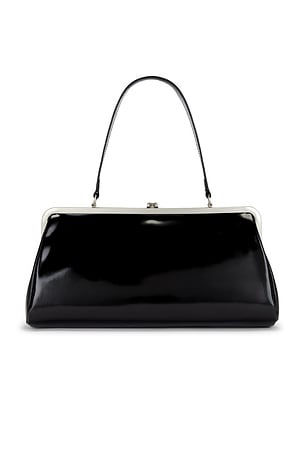 Markgong Large Embroidered Metal Clasp Bag in Black