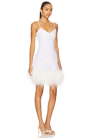 Milkwhite x REVOLVE Mini Dress With Feathers in White