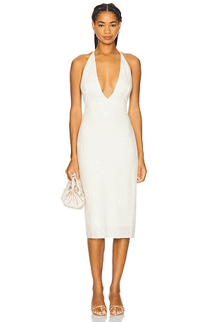 x REVOLVE Midi Dress With V Neckline Milkwhite