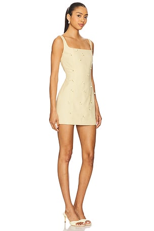 Milkwhite Mini Dress With Bows in Yellow