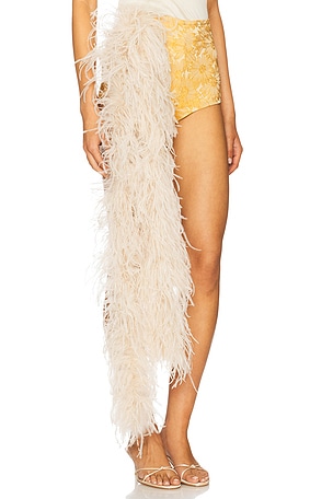 Milkwhite Shorts With Feathers in Yellow