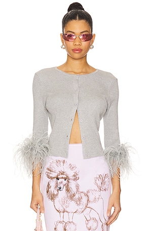 Cardigan With Feathers Milkwhite