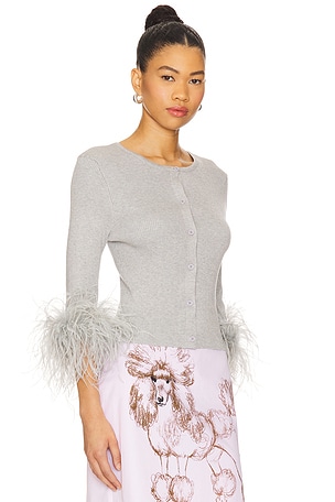 Milkwhite Cardigan With Feathers in Grey